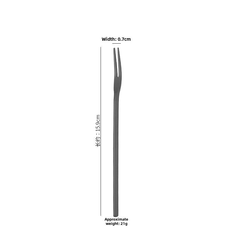 Japanese-style 304 Stainless Steel Long Handle Fruit Fork Coffee Mixing Spoon Small Spoon Dessert Ice Spoon Spoon Stir Stick