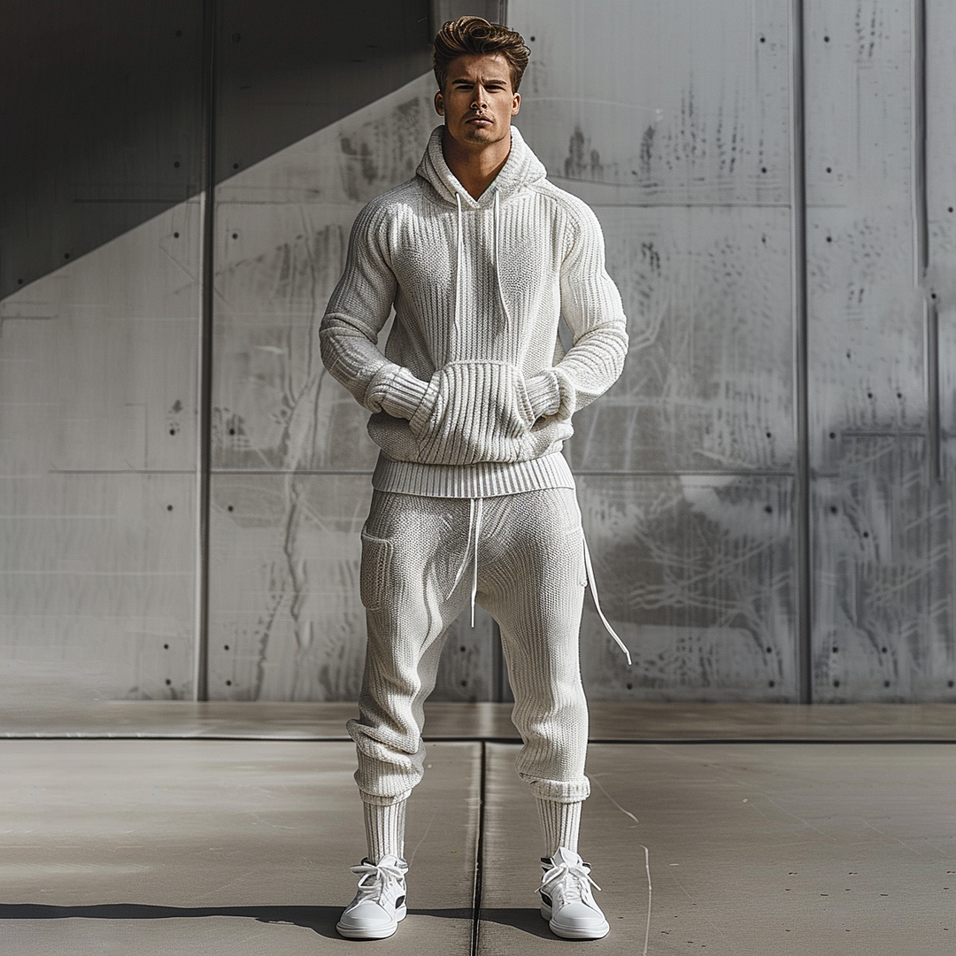 Men's Knitted Hooded Long Sleeve Comfort Suit-inspireuse