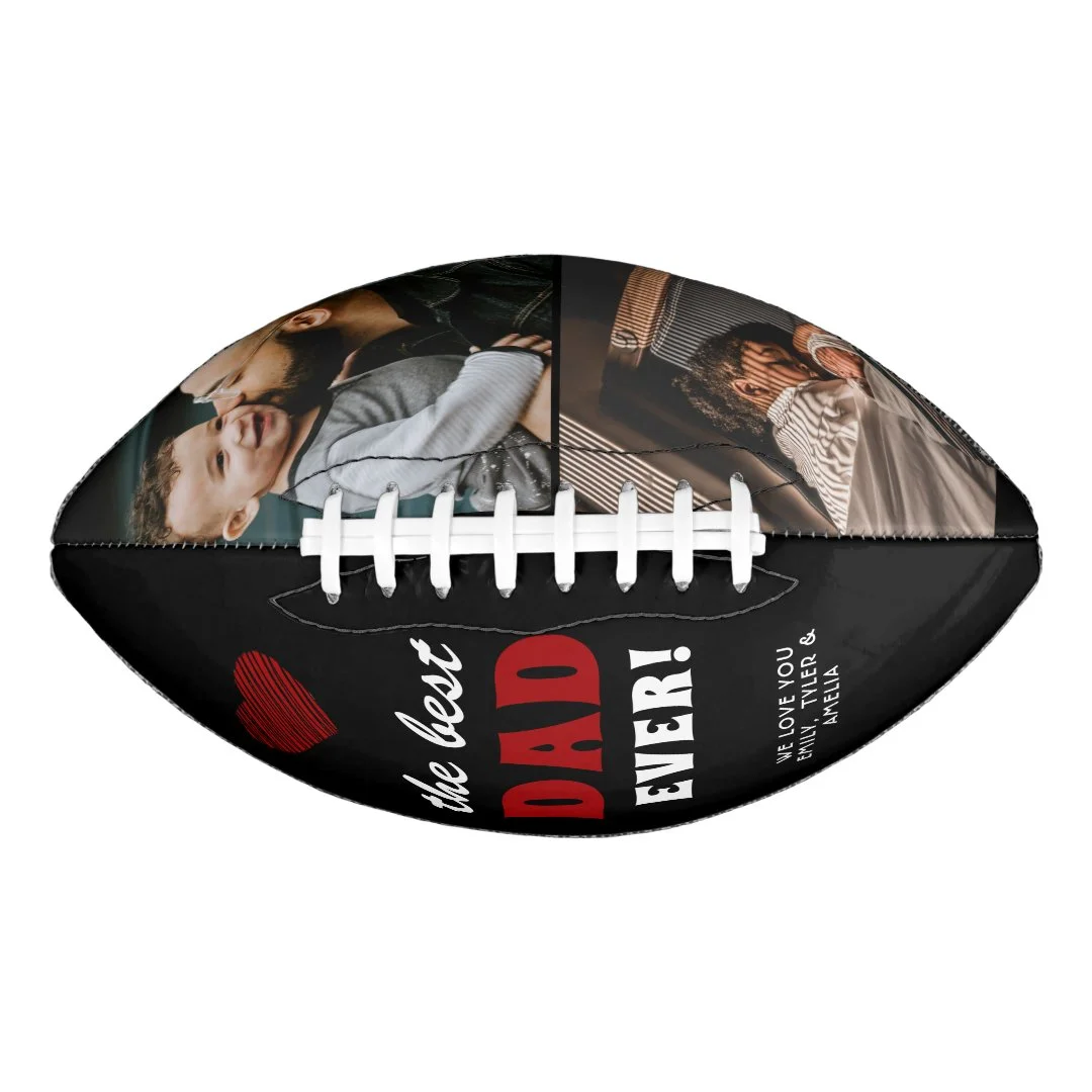 Best Dad Ever Red Heart Father`s Day 2 Photo Football