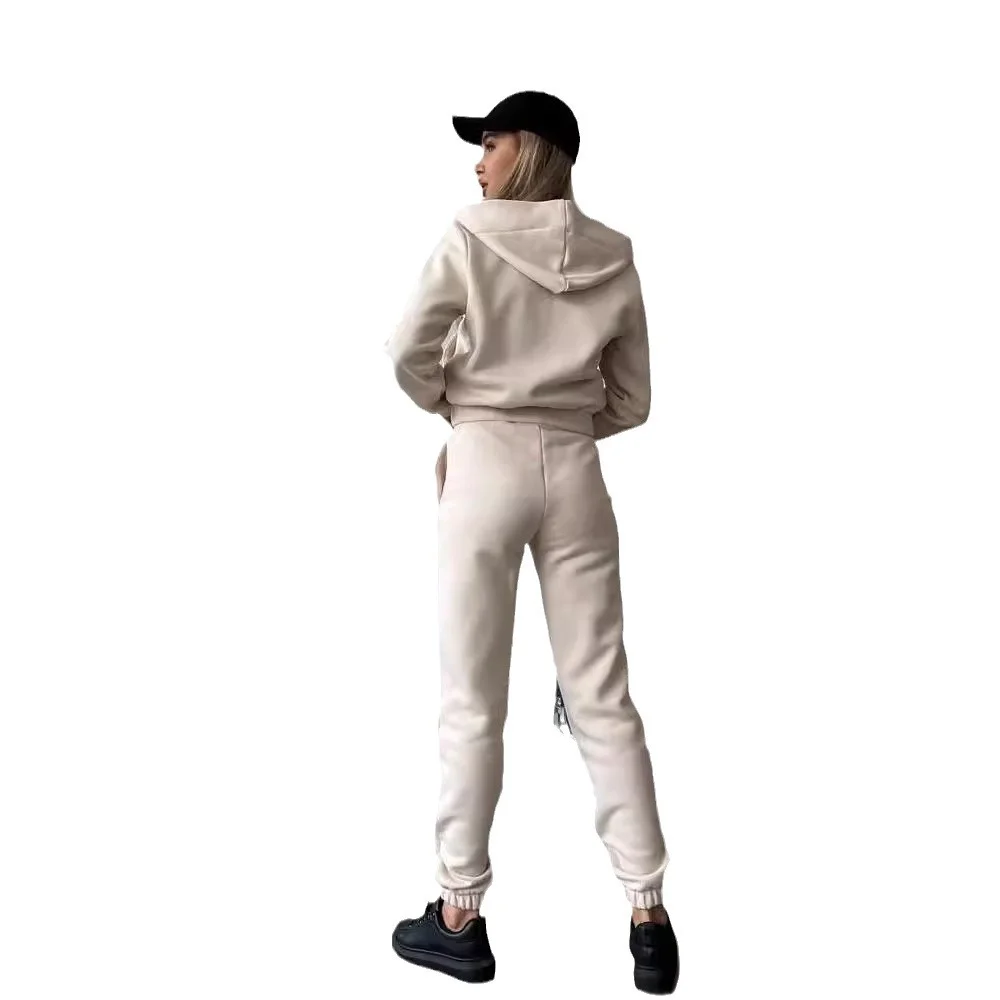 Nigikala Nigikala Autumn And Winter Plus Velvet Long-Sleeved Hooded Long-Sleeved Lady's Trousers Set