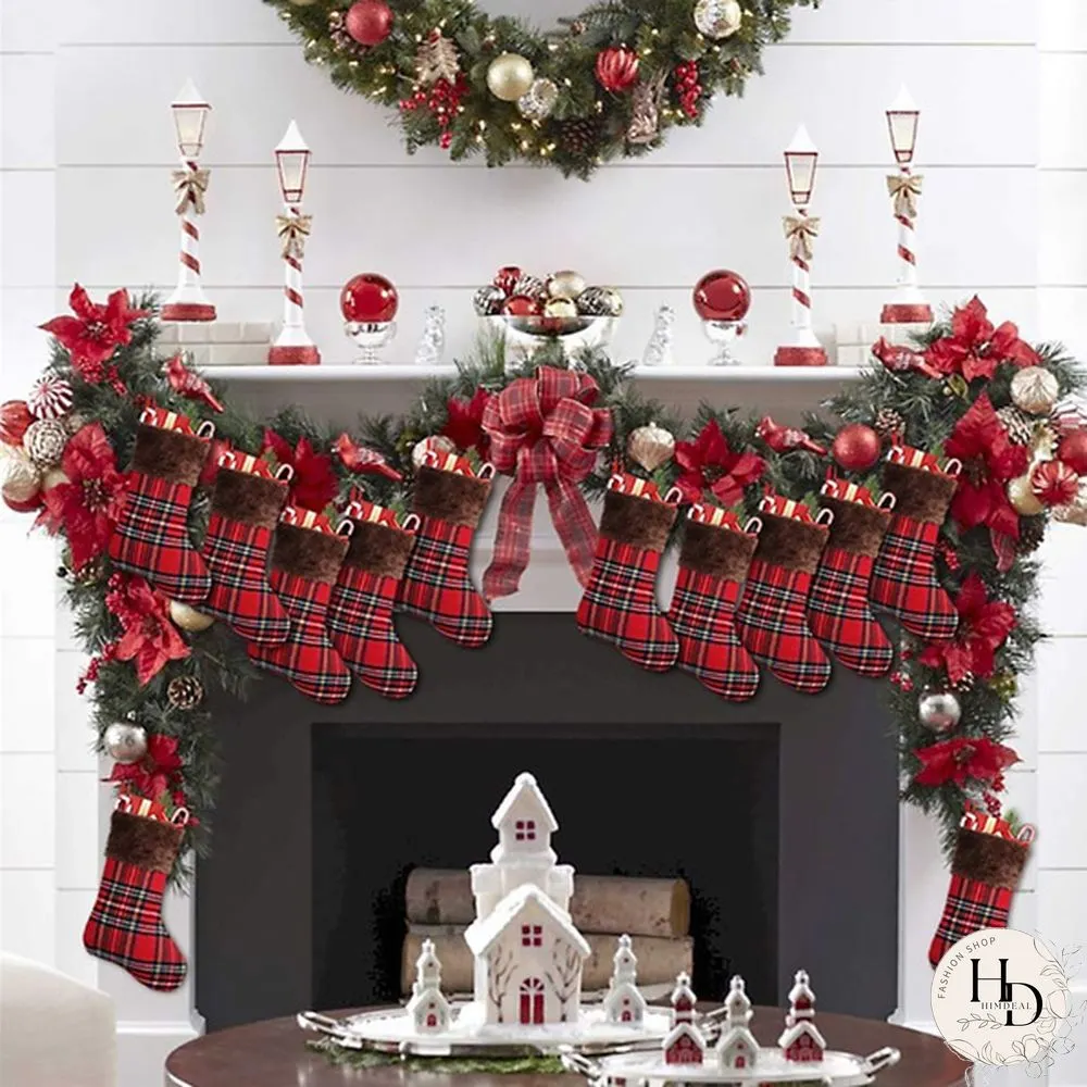 Mini Christmas Stockings Decorations for Home Santa Stocks Luxury Gift Merry Socks