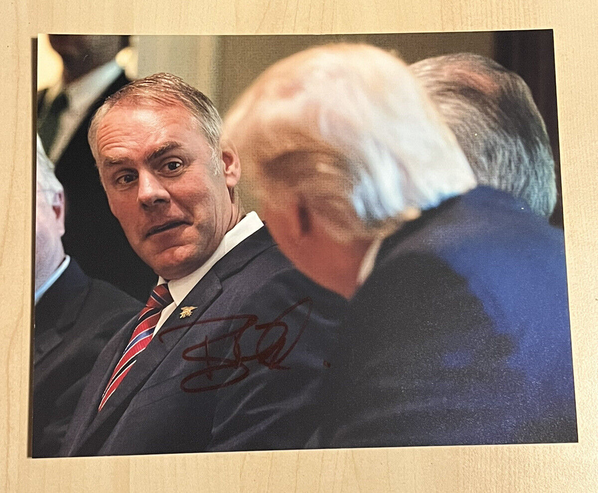 RYAN ZINKE HAND SIGNED 8x10 Photo Poster painting AUTOGRAPHED NAVY SEAL LEGEND TRUMP COA