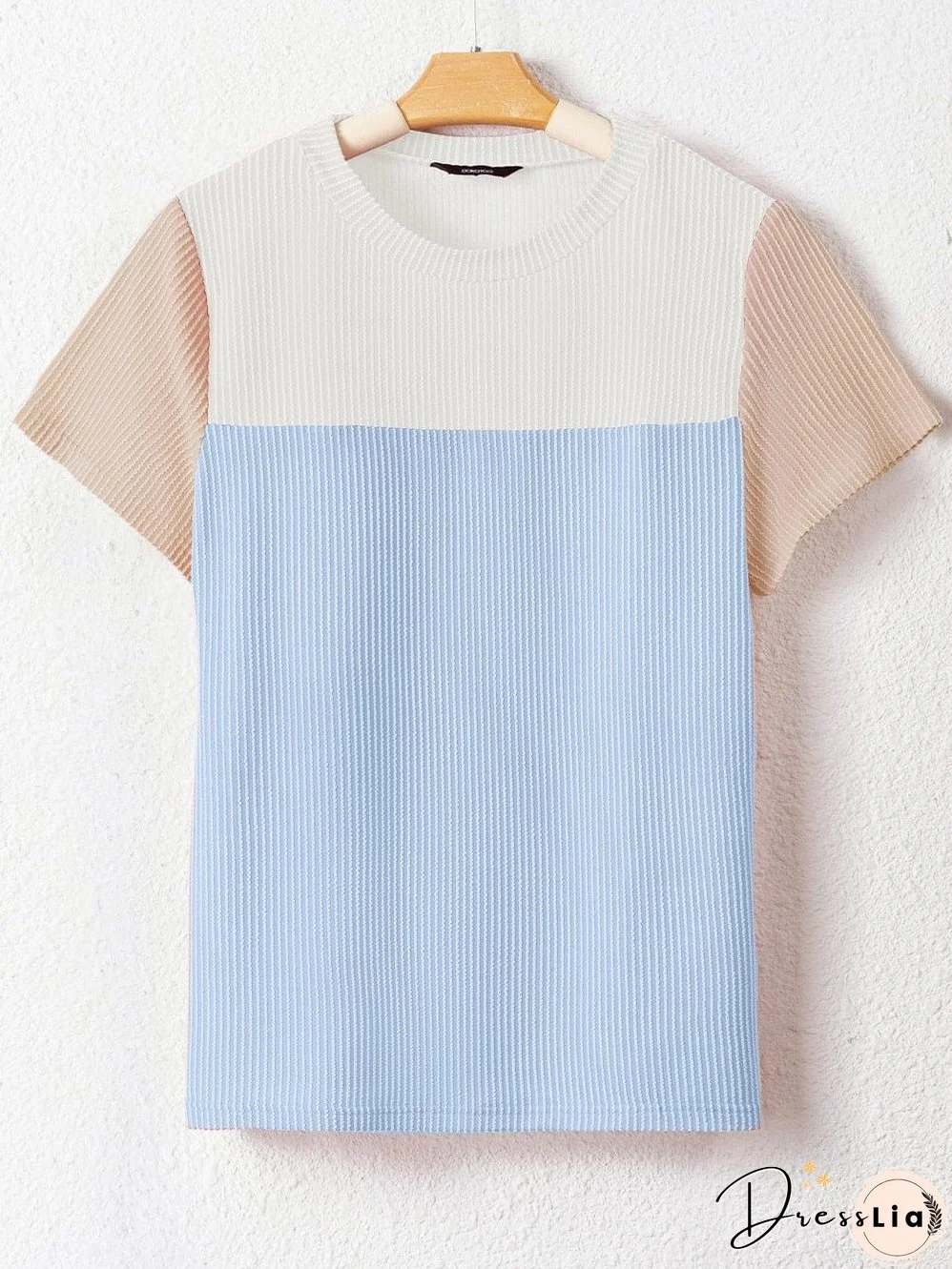 Versatile Colorblock Ribbed Knit Tee