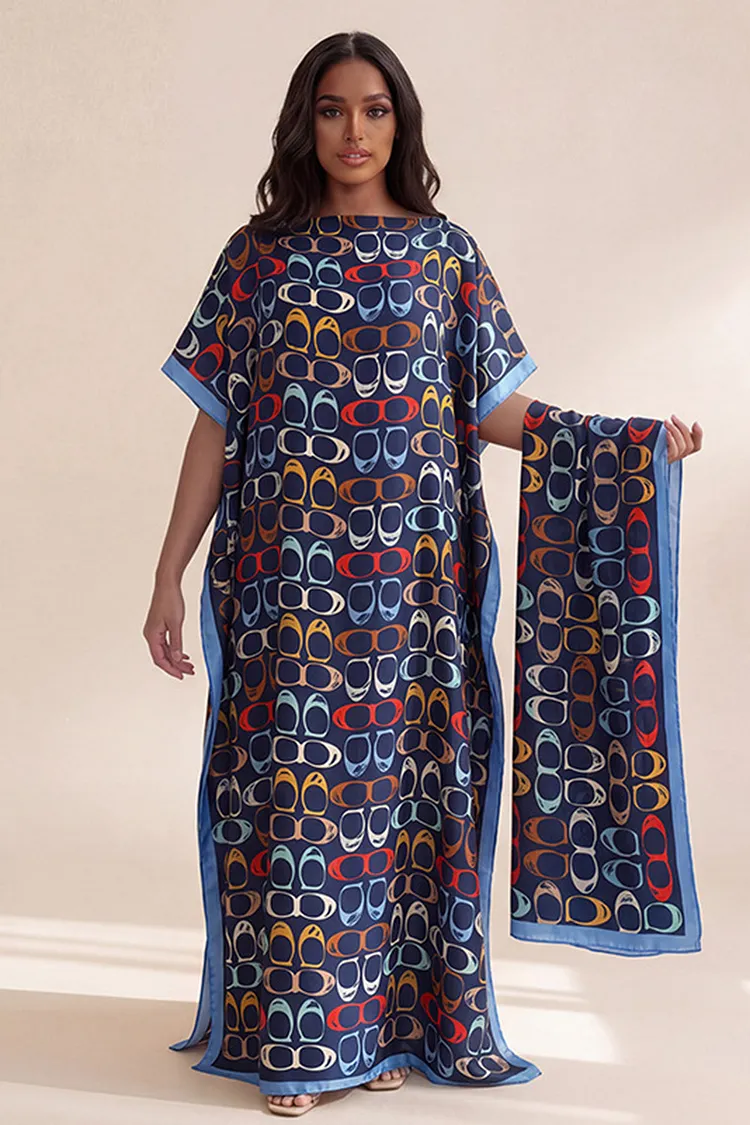 kaftan dress with side slit Shadow Of Sequin Shimmer Long Kaftan Dress With Side Slit