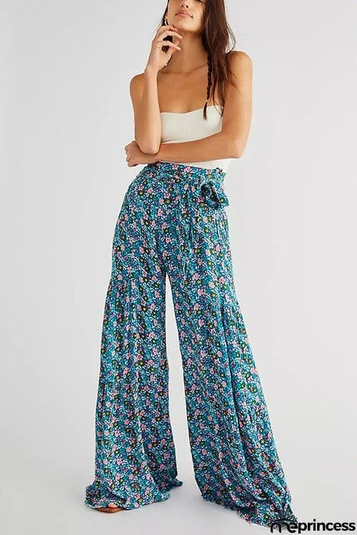 Print Belted Palazzo Pant