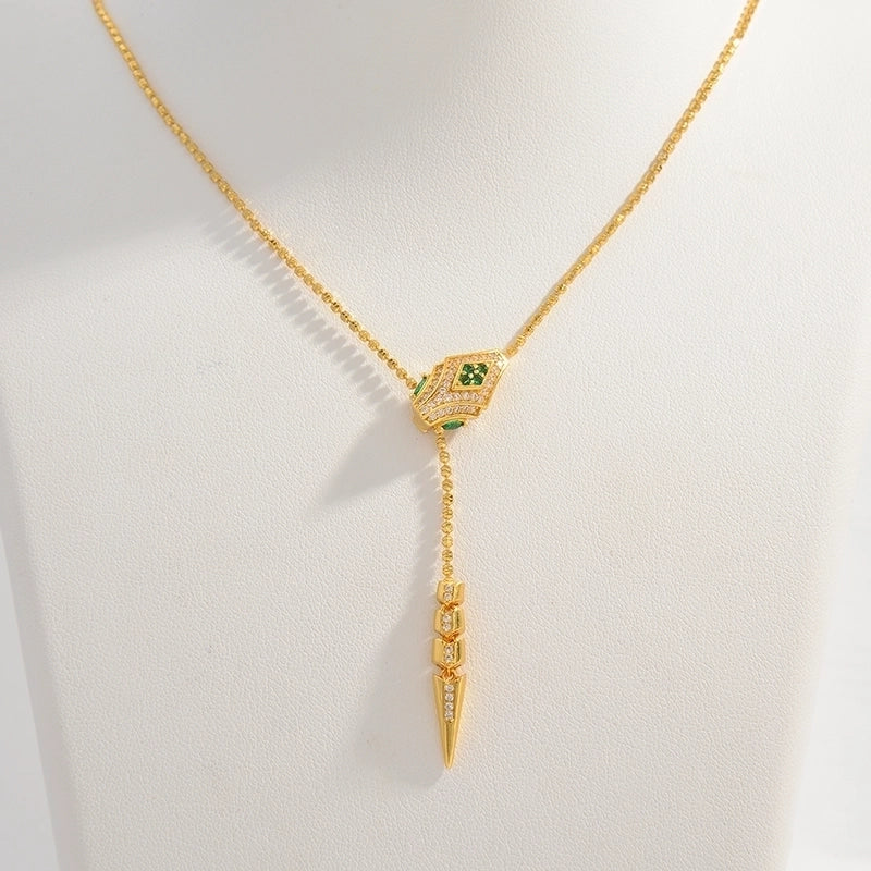 925 Sterling Silver Plated Zircon Geometric Necklace