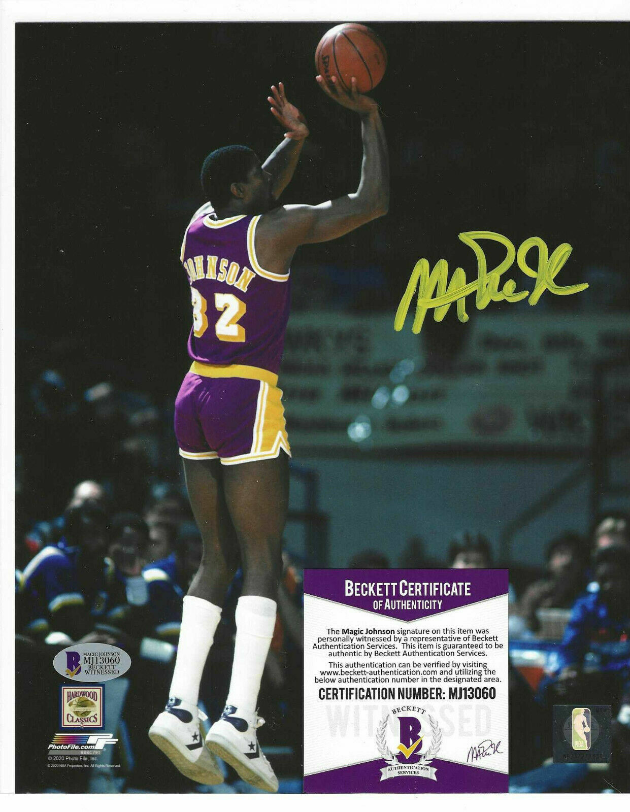 Magic Johnson signed Los Angeles Lakers 8x10 Photo Poster painting BAS COA