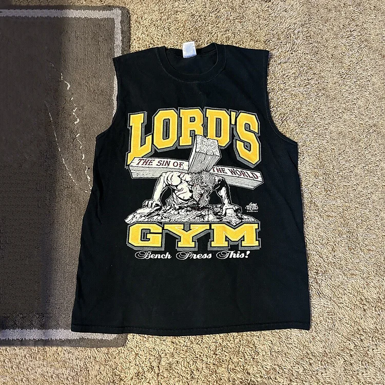 Vintage Lord's Gym God Graphic 100% Cotton Casual Tank Top