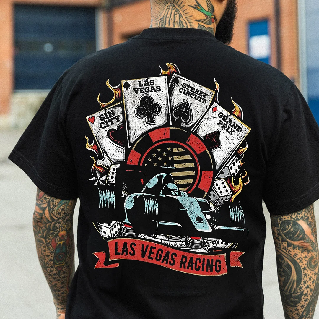 LAS VEGAS RACING Race Car&Poker Print Men's T-shirt
