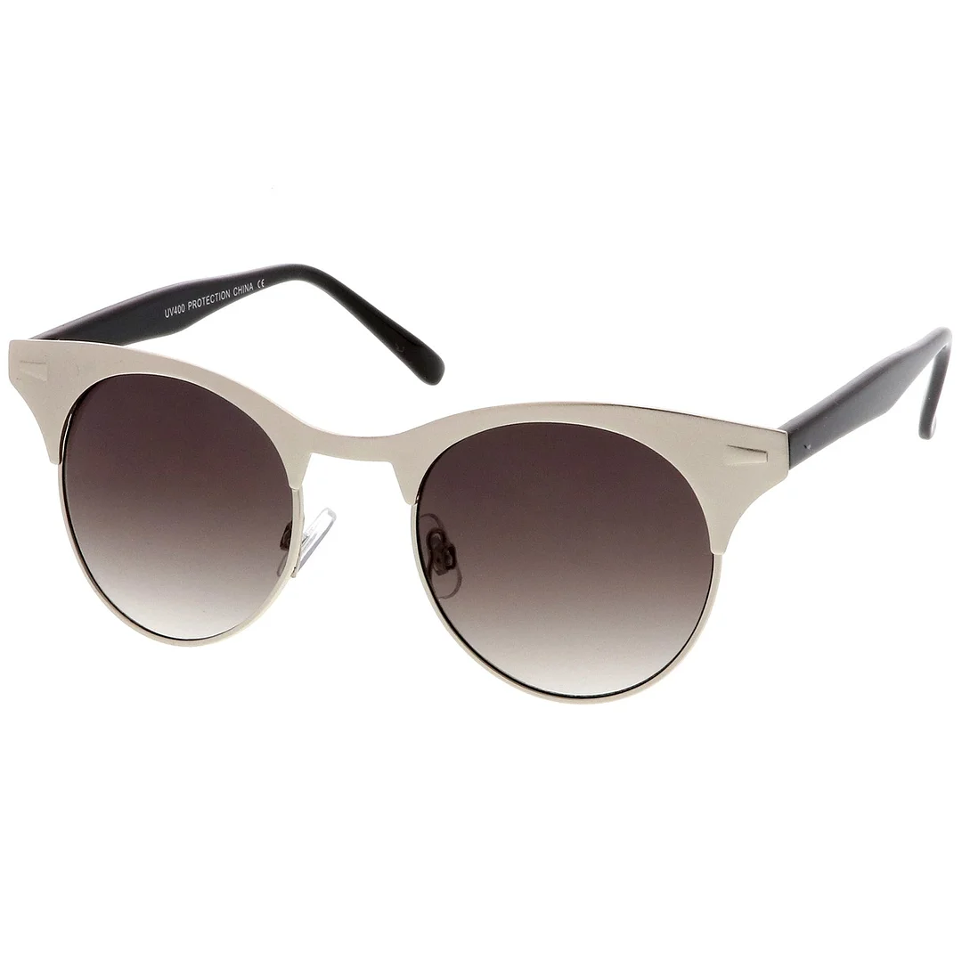 Women's Matte Finish Horn Rimmed Round Flat Lens Cat Eye glasses 49mm