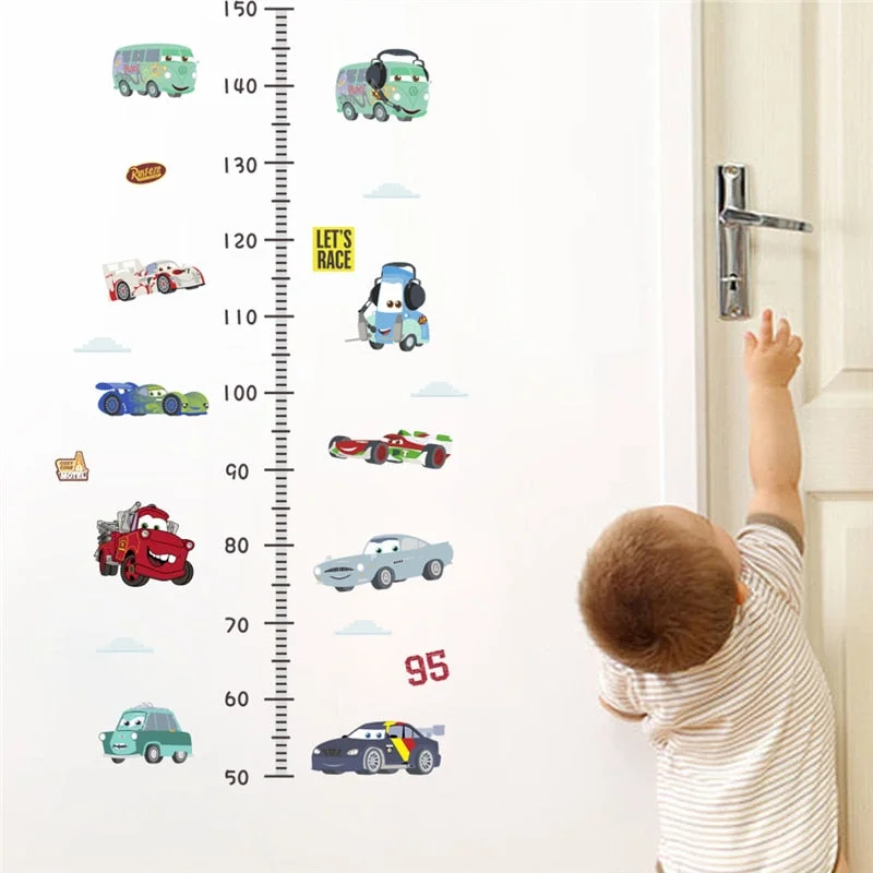 Cartoon Car Growth Chart Height Measure Wall Stickers Kids Room Decoration Diy Car Home Decals Mual Art Children Gift