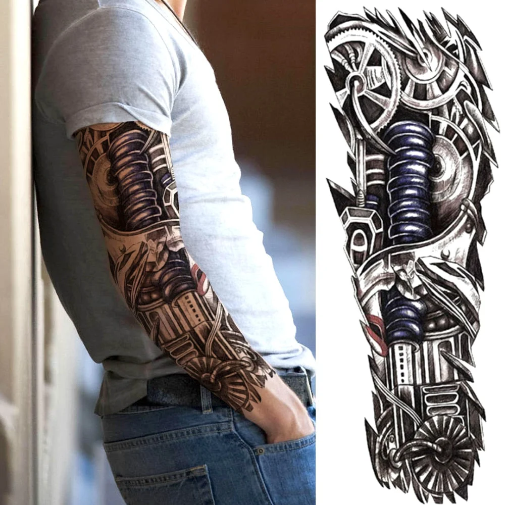 Tribal Maori Temporary Tattoo Sleeve For Men Women Adult Wolf Lion Tattoos Sticker Black Large Turtle Tiki Fake Tatoos Supplies 530-1