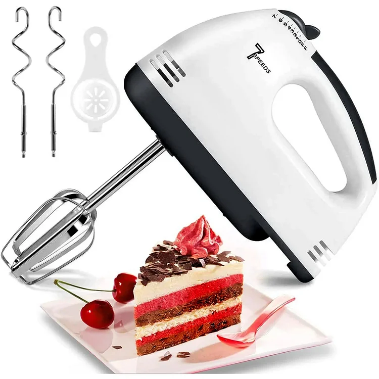Electric Hand Mixer, 7-Speeds Lightweight Hand-Held Electric Mixer, Portable Powerful Kitchen Mixer Stainless Steel Egg Whisk with Egg White Separator, Egg Sticks & Dough Sticks for Baking & Cakes