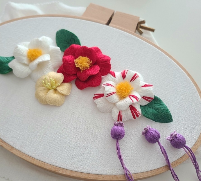 3D Camellia Embroidery