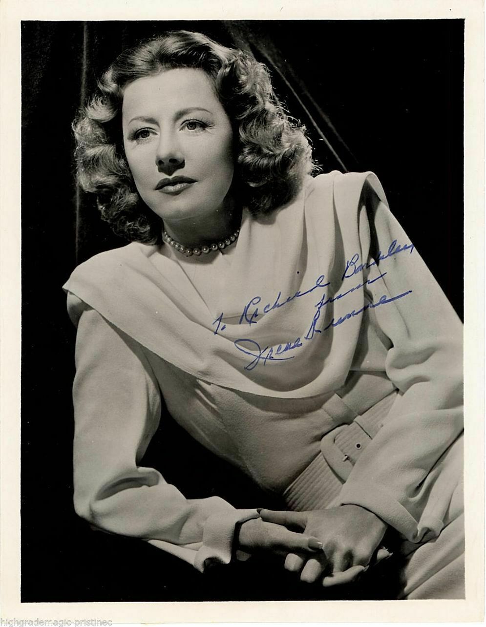 IRENE DUNNE (DECEASED) SIGNED ORIGINAL STUDIO STAMPED 6 1/2 X8 /1/2 JSA #N38965