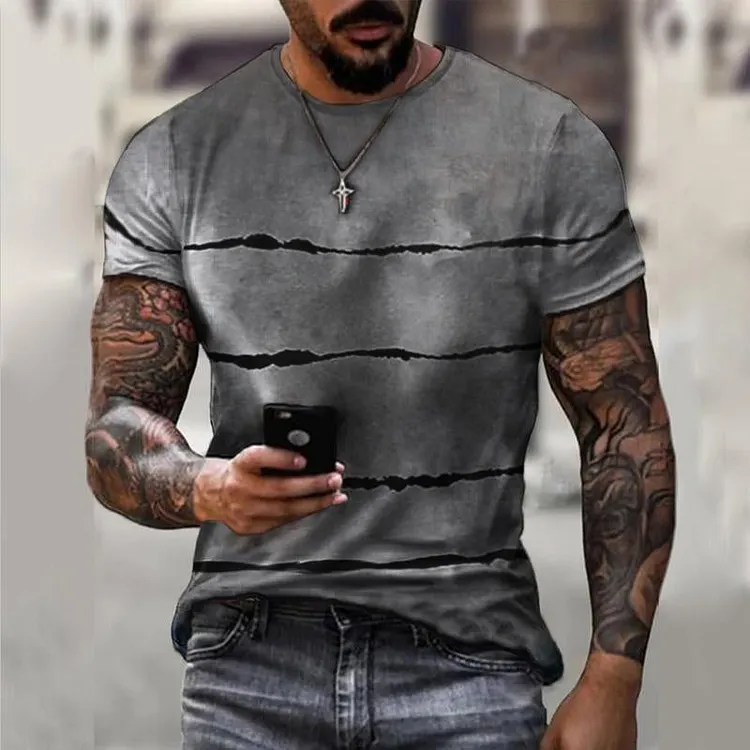 Men's Casual Printed Loose Short Sleeve T-Shirt 16700102X