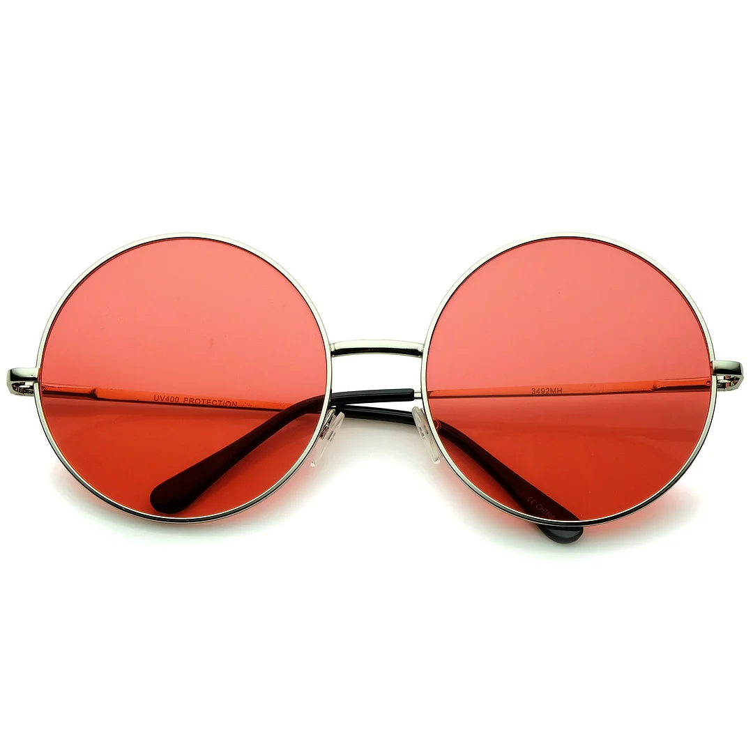 Super Oversize Slim Temple Colorful Lens Round glasses 61mm