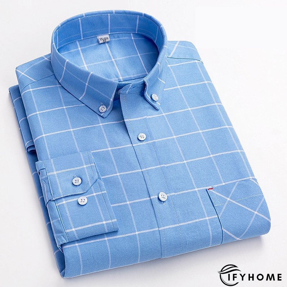 Men's Denim Shirt Turndown Spring &  Fall Long Sleeve A B C Plaid / Striped / Chevron / Round Daily Wear Clothing Apparel Print | IFYHOME