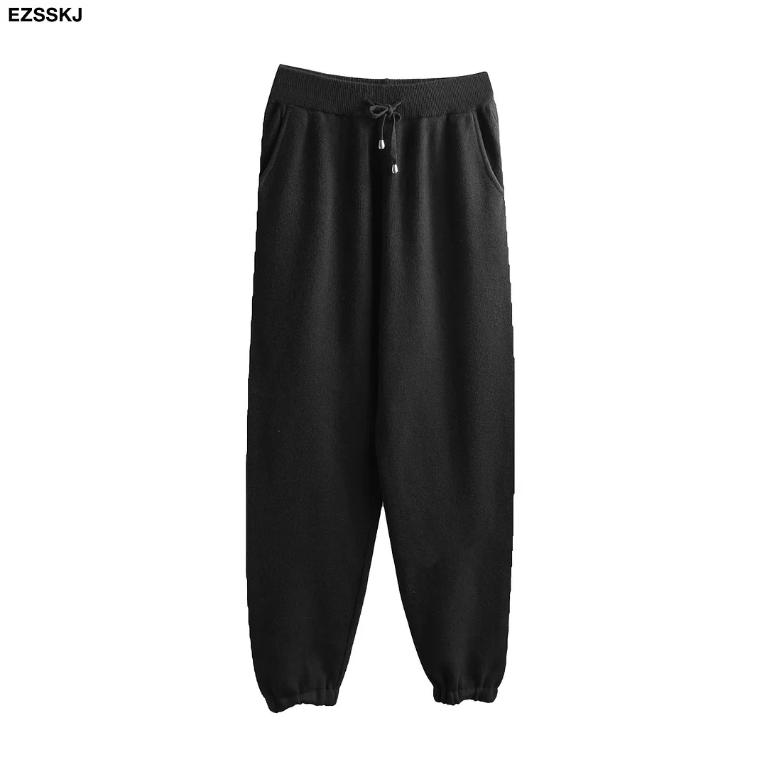 Tracksuit Women Elastic Waist Drawstring Trousers Thick Track warm sweater Pants Autumn Winter Sport swear Women'S Pants New