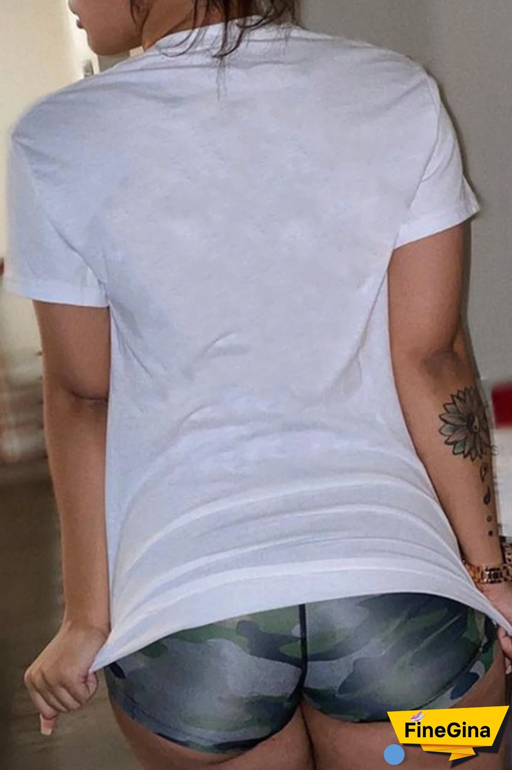 Black Casual Street Print Patchwork O Neck T-Shirts