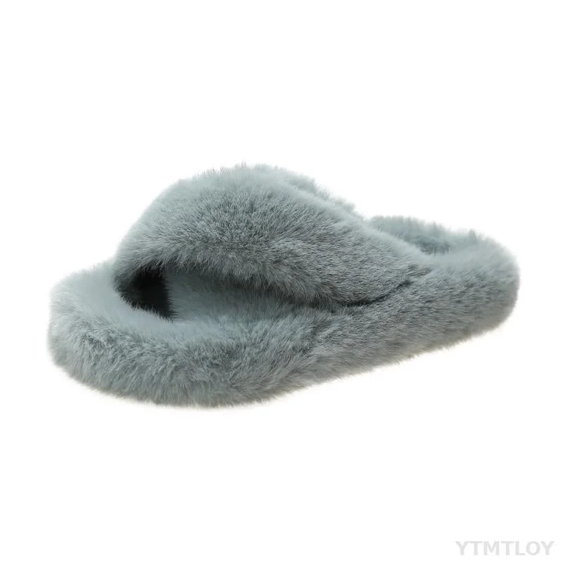 Summer Fluffy Raccoon Fur Slippers Shoes Women Real Fox Flip Flop Flat Furry Slides Outdoor Sandals Amazing Indoor Ytmtloy