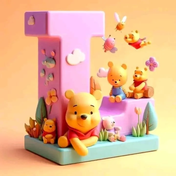 Diamond Painting - Full Round Drill - Pooh&Alphabet(Canvas|40*40cm)