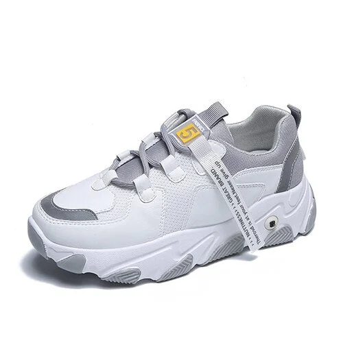 Women Chunky Sneakers Vulcanized Mesh Lace Up Shoes Female Comfortbale Flat Woman Platform Ladies Fashion Casual Footwear