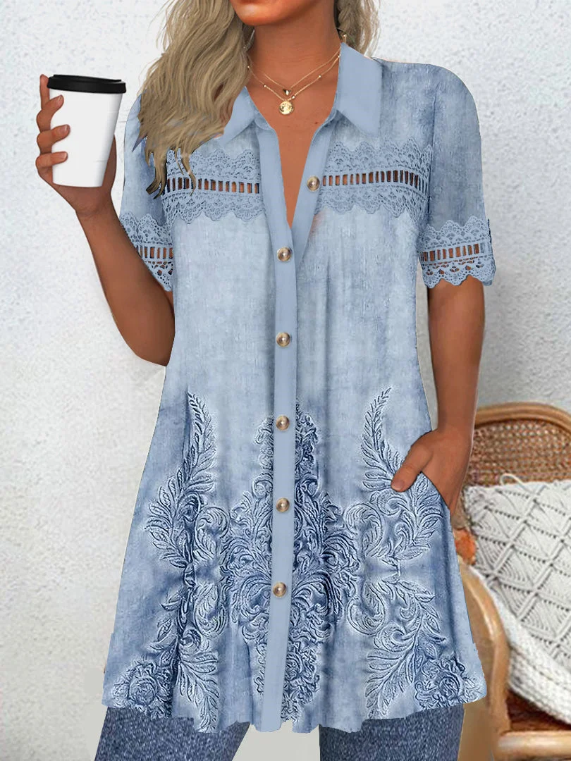 Women Half Sleeve V-neck Solid Color Dress