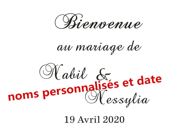 Welcome Wedding Mirror Decal Custom Names Date Vinyl Wall Sticker Wedding Sign Graphic Venue Decor Wall Art Poster French AZ211