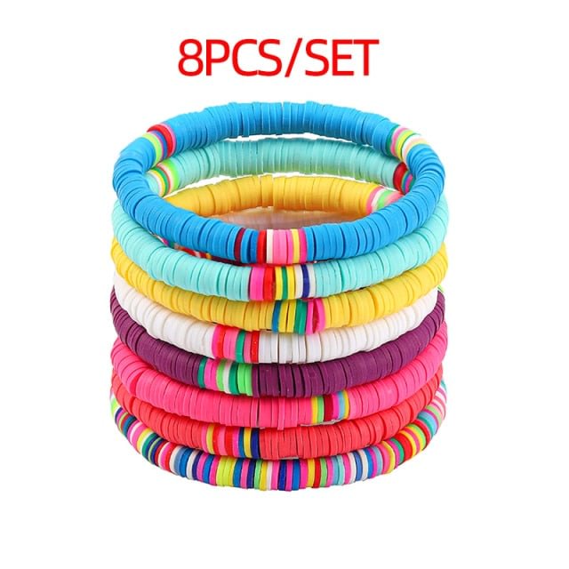 YOY-Boho Colorful Boho Polymer Clay Bracelet Set