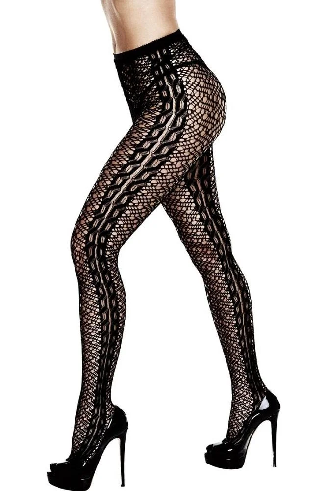 pornhint Pornhint Intricate Knit Black Pantyhose