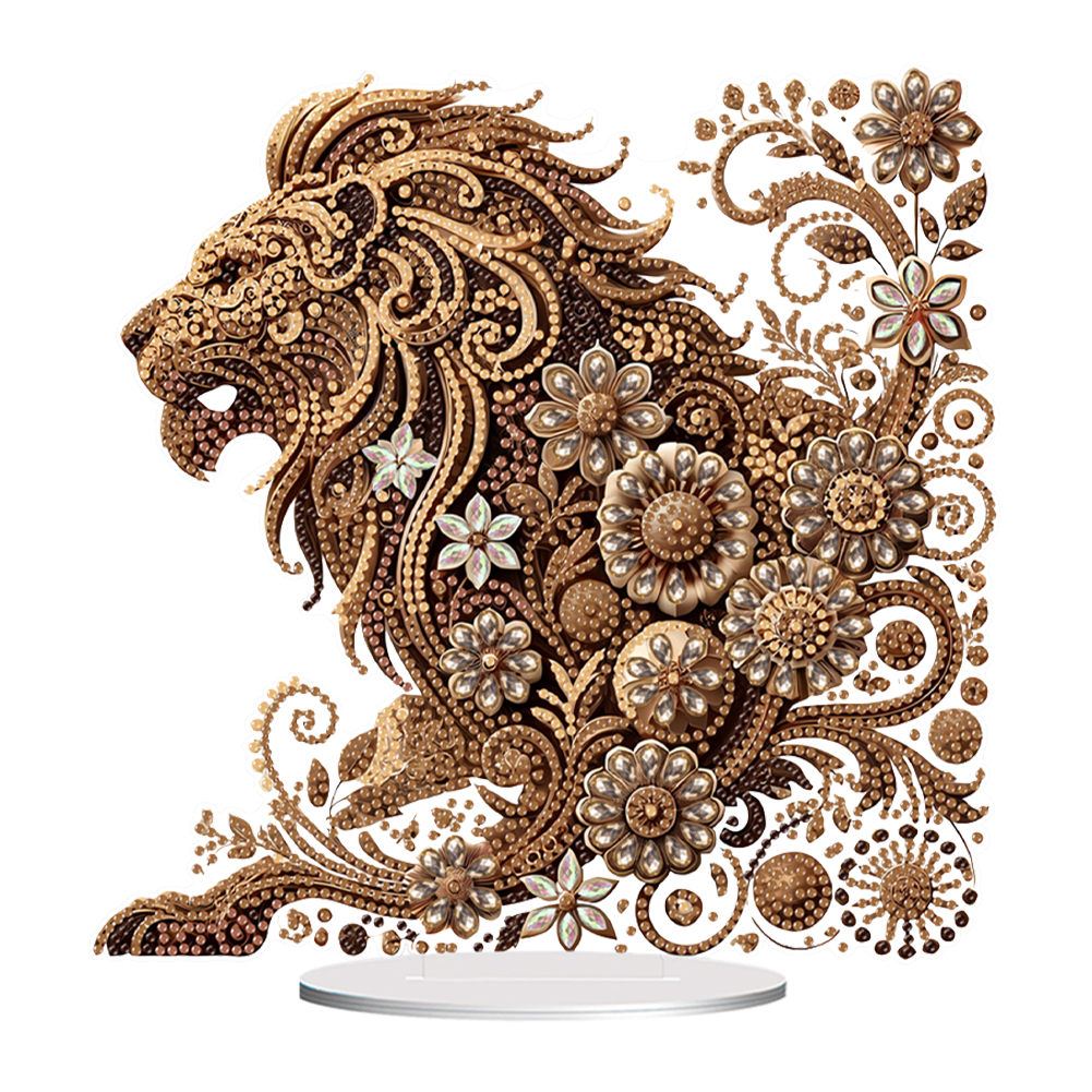 Lion Acrylic Diamond Painting Tabletop Ornaments Kit Desktop Diamond Art Kits