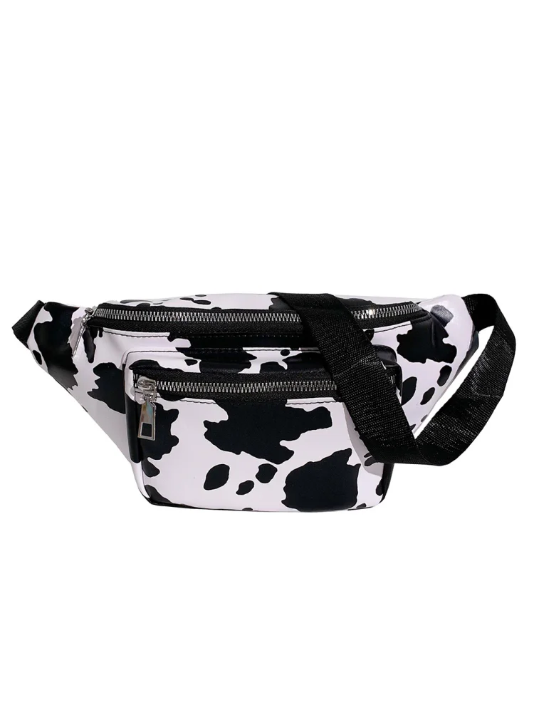 Fashion Women PU Canvas Animal Pattern Print Crossbody Bag Waist Pack (A)