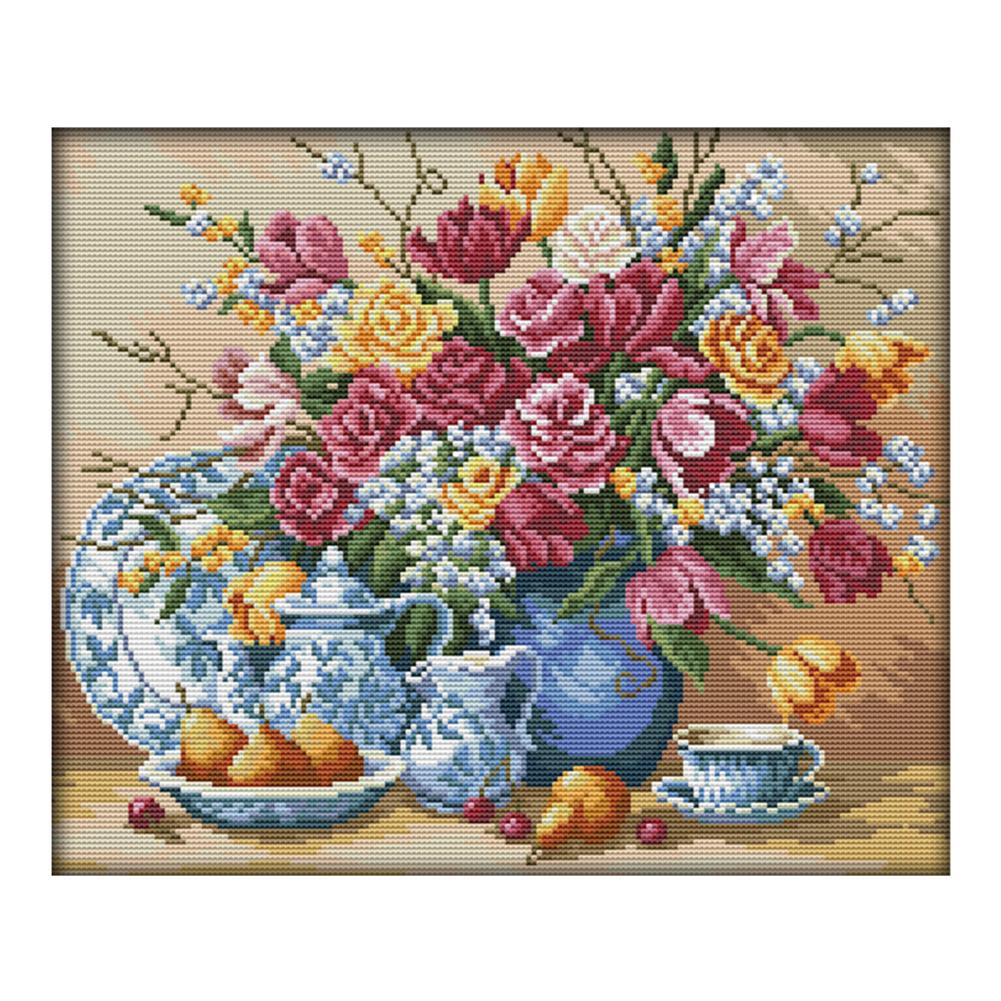 

Compote vase - 14CT Stamped Cross Stitch - 38*33cm, 501 Original