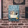 Chat dans la baignoire - Panneaux en &eacute;tain m&eacute;tallique(20*30cm/30*40cm)