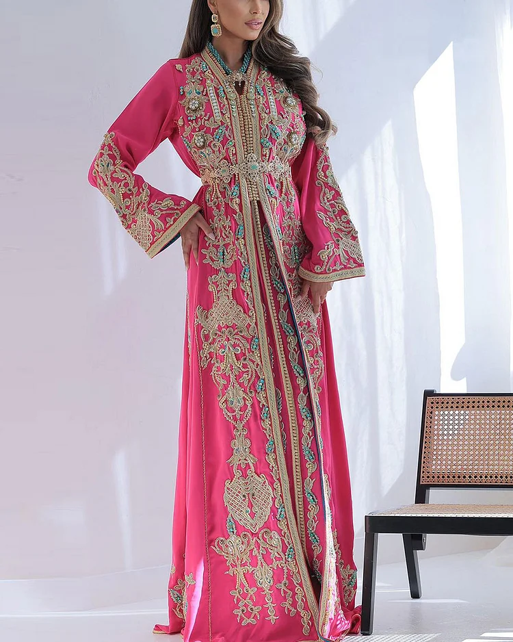 Luxuriously Embroidered Moroccan Kaftan Dress