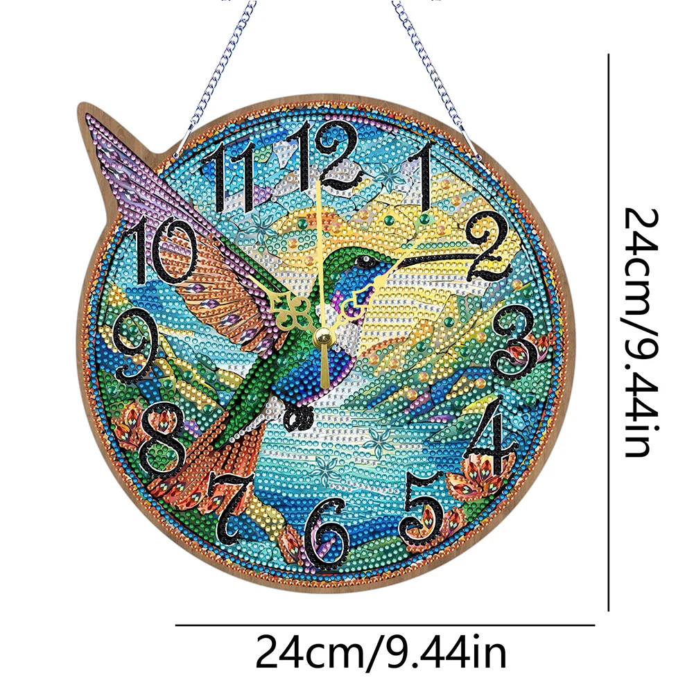 DIY Owl Single-Side Wooden Special Shaped Diamond Painting Clock Art Craft Decor