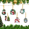 (US Local)6pcs Xmas Snowman  DIY Diamond Painting Art Pendant Wall Door Decoration