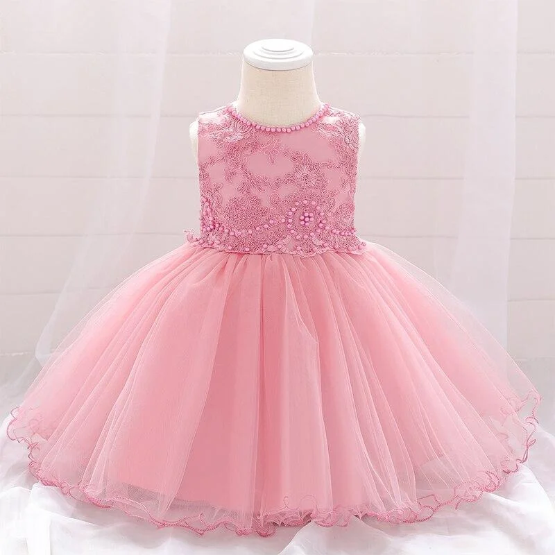 2021 Beading Newborn First Birthday Dress For Baby Girl Clothes Dress Flower Lace Princess Dresses Party Child Clothing 24 Month