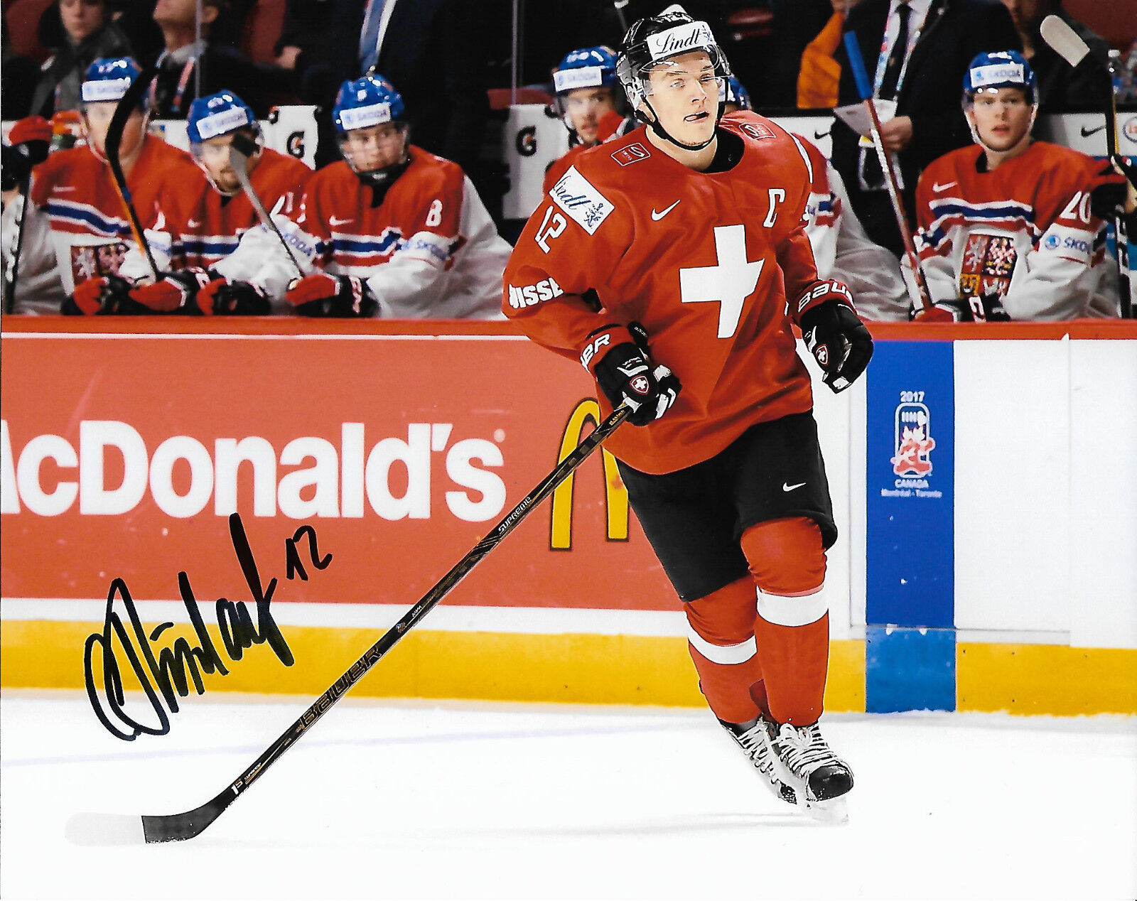 Team Switzerland Calvin Thurkauf Signed Autographed 8x10 NHL Photo Poster painting COA D