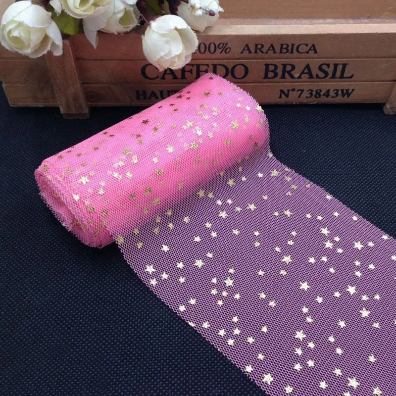 5m/roll 8cm Star Tulle Confetti Glitter Tulle Baking Cake Topper Tutu Pom Bow Soft Squine Tulle DIY Wedding Birthday Decoration