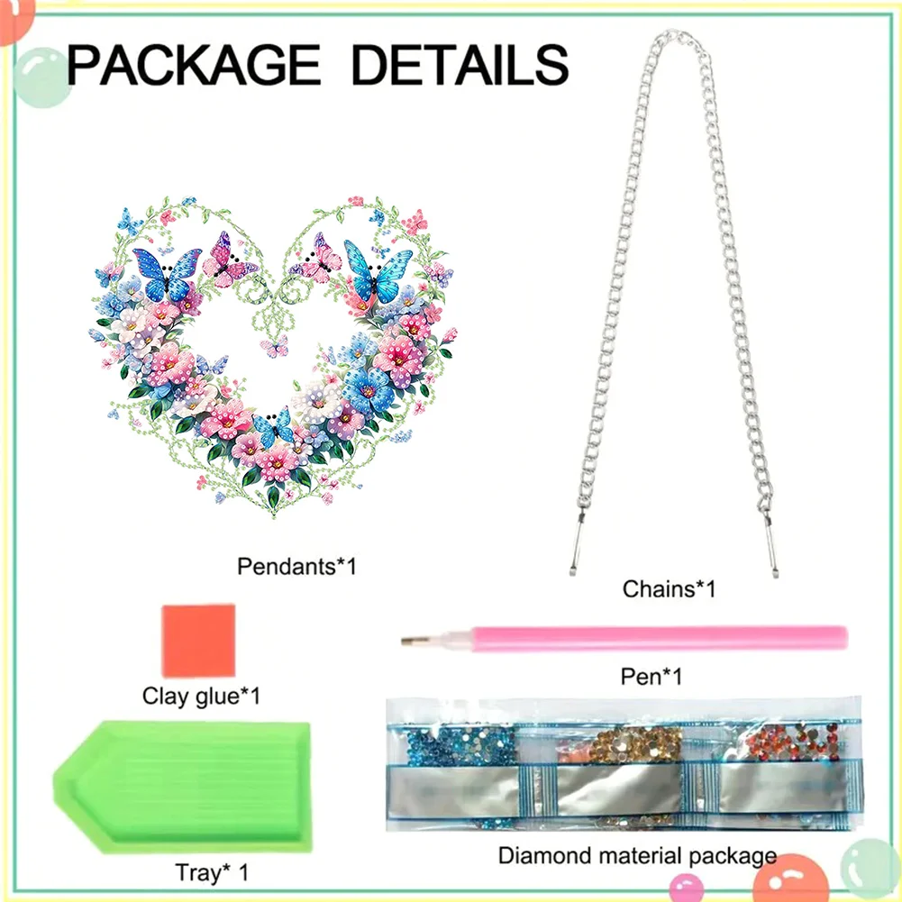 5D DIY Acrylic Special Shaped Heart Butterfly Diamond Painting Hanging Ornaments Kit