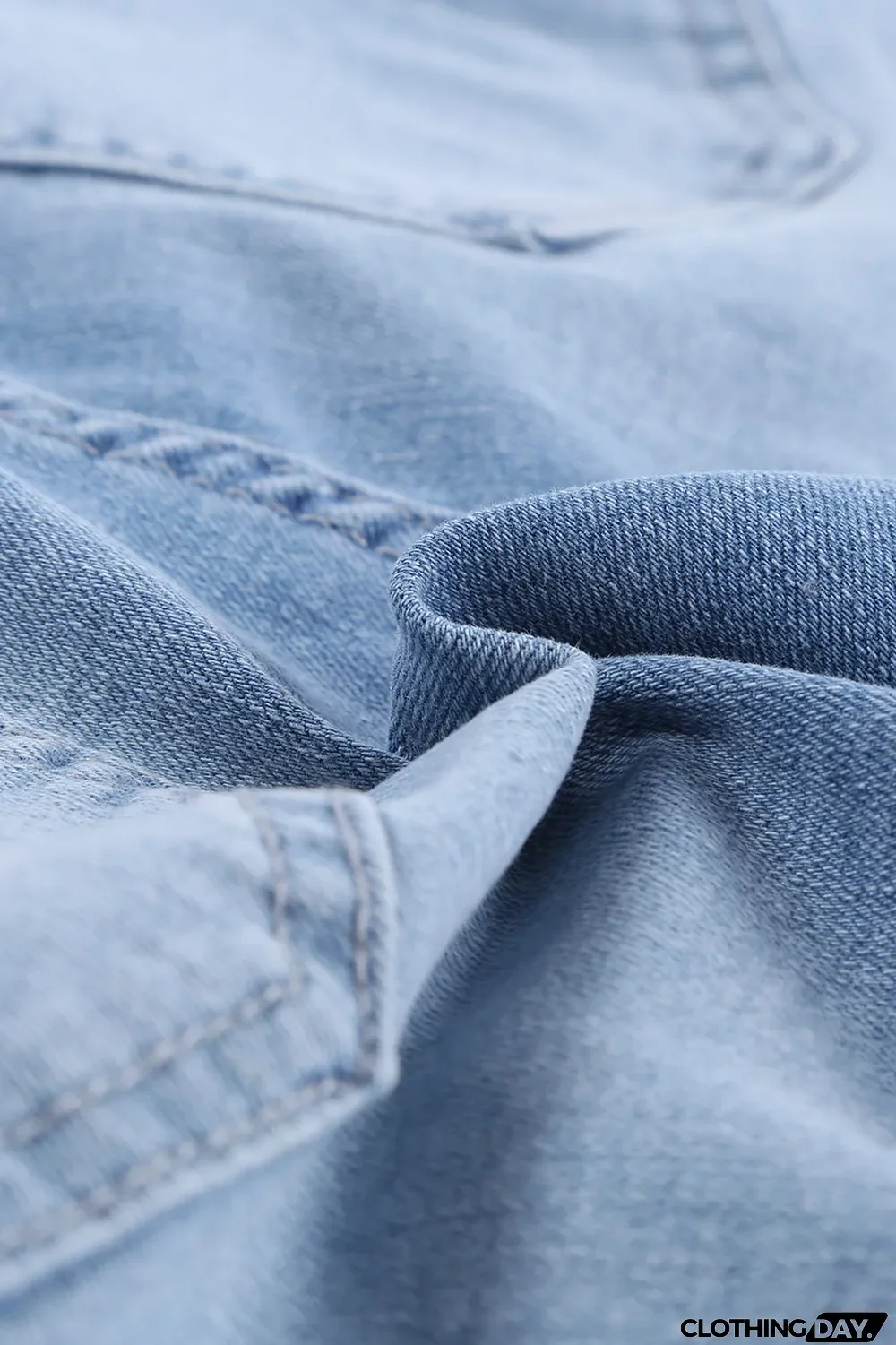 Light Blue Frayed Hem Denim Shorts