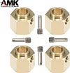 AMK 4Pcs TRX4 Brass Weight 12mm Hex Beadlock Wheel Hubs Heavy Duty Counterweight for 1/10 RC Crawler Cars Sport Defender TRX6 (8mm)