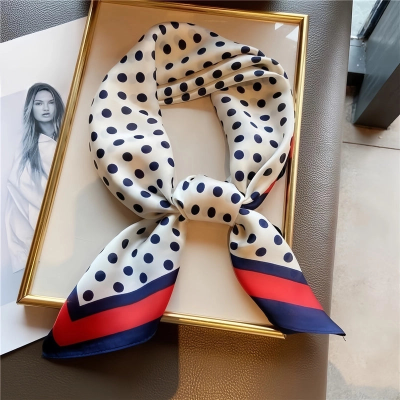 New Artificial Silk 70*70 Fashion Commuter Square Scarf Simple Baita Elegant Silk Scarf Hair Band Bow Headdress