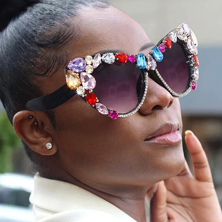 Fashion Casual Patchwork Rhinestone Sunglasses