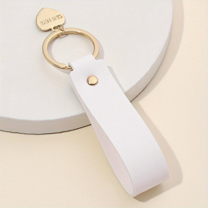 Minimalist Solid Color Pu Leather Women’s Keychain