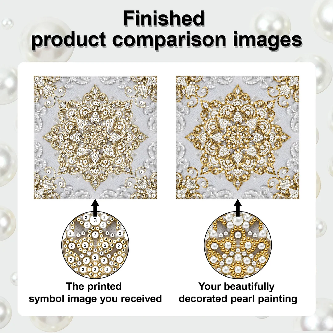 Square Mandala DIY Pearl Diamond Art Kit for Adult Home Decor 25x25cm With Frame