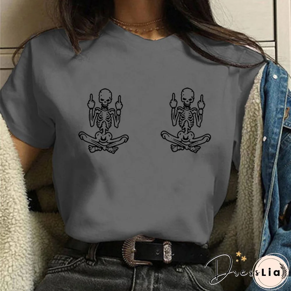 Women's Summer Funny Short Sleeved T-shirts Casual Crew Neck Tees Top Women Clothes Solid Color Shirts