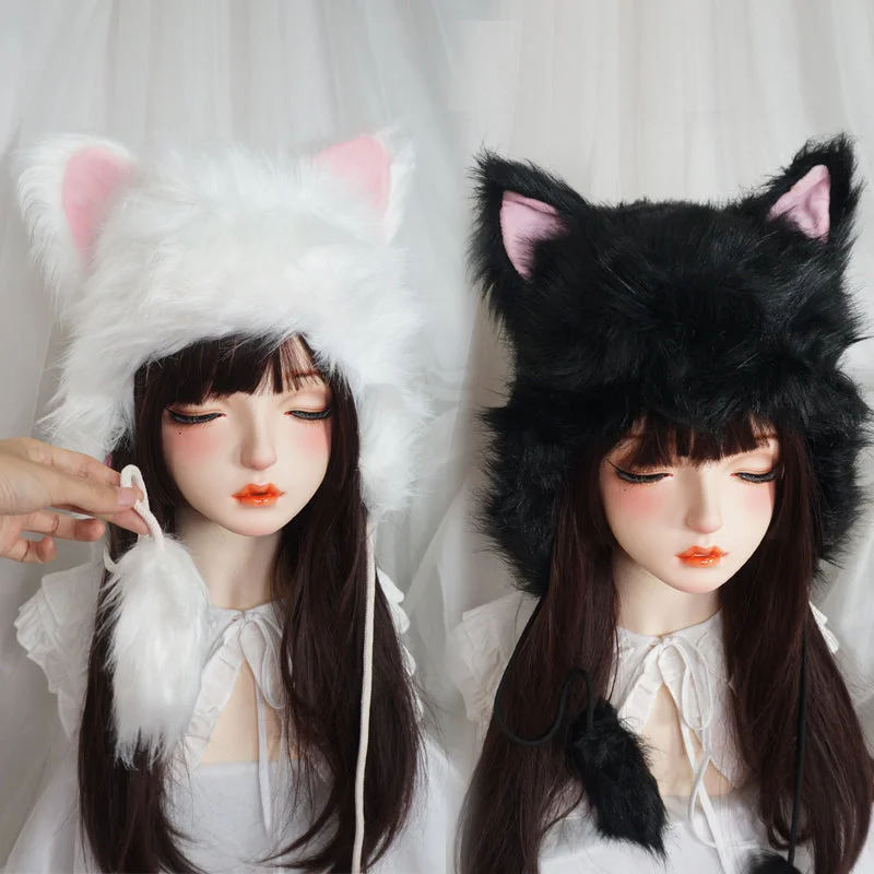 Queen Marie White Black Cat Ears Hat ON287